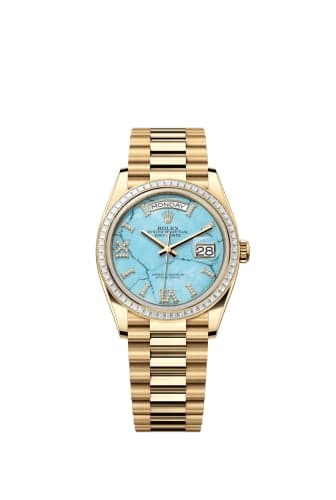 Rolex Day-Date 36 Yellow Gold - Baguette / Turquoise / President