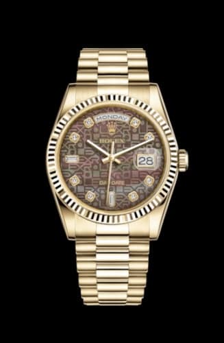 Rolex Day-Date 36 Yellow Gold Fluted / President / Black MOP Computer
