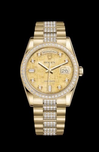 Rolex Day-Date 36 Yellow Gold Diamonds / President Diamonds / Champagne MOP Computer