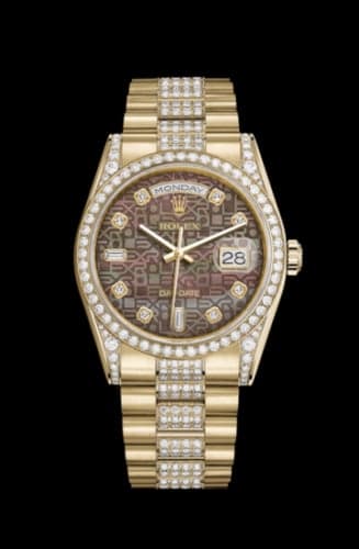 Rolex Day-Date 36 Yellow Gold Diamonds / President Diamonds / Black MOP Computer