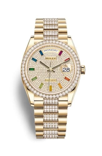 Rolex Day-Date 36 Yellow Gold / Diamond / Paved - Rainbow / President - Diamond