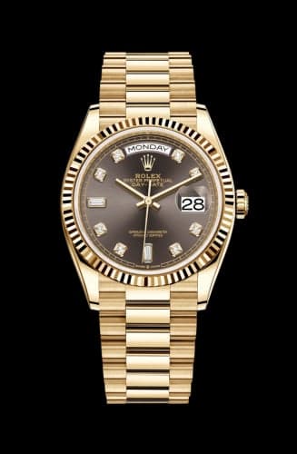 Rolex Day-Date 36 Yellow Gold / Fluted / Dark Grey-Diamond / President