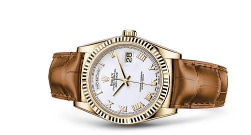 Rolex Day-Date 36 Yellow Gold / Strap / White Roman