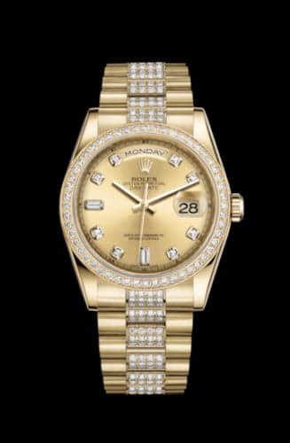 Rolex Day-Date 36 Yellow Gold Diamonds / President Diamond / Black Diamond