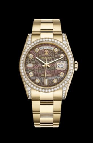Rolex Day-Date 36 Yellow Gold Diamonds / Oyster / Black MOP Computer