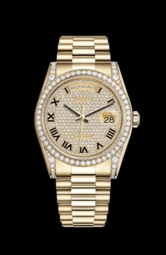 Rolex Day-Date 36 Yellow Gold Diamonds / President / Paved Roman