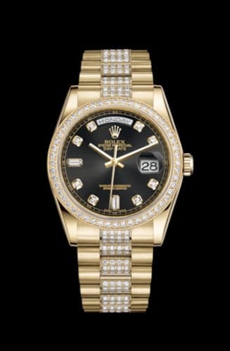 Rolex Day-Date 36 Yellow Gold Diamonds / President Diamond / Black Diamond