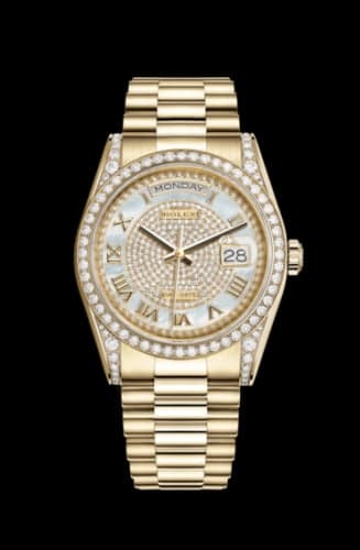 Rolex Day-Date 36 Yellow Gold Diamonds / President / Paved Roman