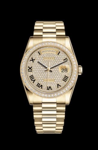 Rolex Day-Date 36 Yellow Gold Diamonds / President / Paved