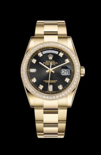 Rolex Day-Date 36 Yellow Gold Diamonds / Oyster / Black Diamonds