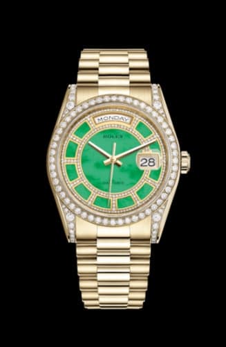 Rolex Day-Date 36 Yellow Gold Diamonds / President / Green Jade Carousel