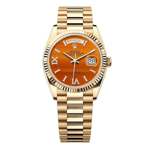 Rolex Day-Date 36 Yellow Gold - Fluted / Carnelian / President