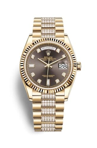 Rolex Day-Date 36 Yellow Gold / Fluted / Dark Grey-Diamond / President-Diamond