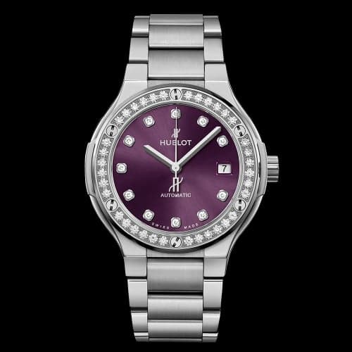 Hublot Classic Fusion 38 Titanium - Diamond / Purple / Bracelet