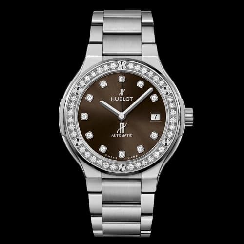 Hublot Classic Fusion 38 Titanium - Diamond / Brown / Bracelet