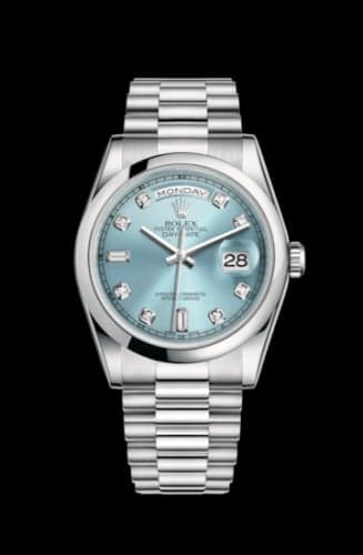 Rolex Day-Date 36 Platinum Domed / President / Ice Blue Diamond